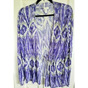 Chico's 2 Purple And‎ Gray Lightweight Sweater Front Tie Size Large 12/14